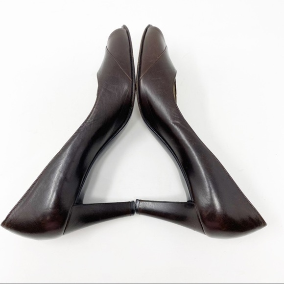 Salvatore Ferragamo Peep Toe Heels Brown 8 - Picture 6 of 10